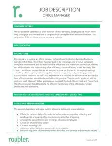 Office Manager Job Description