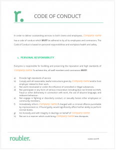 Code of Conduct - Roubler Australia Resources