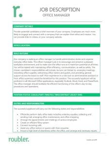 Job Position Description Template