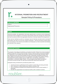 Internal Promotion and Recruitment Template Policy