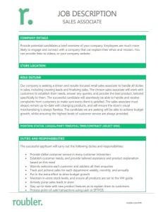 Sales Associate Job Description